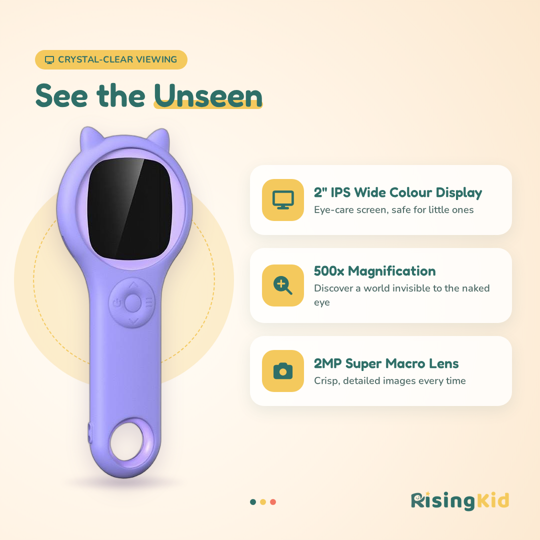 Rising Kid™ Cat-Ear Handheld Digital Microscope for Kids